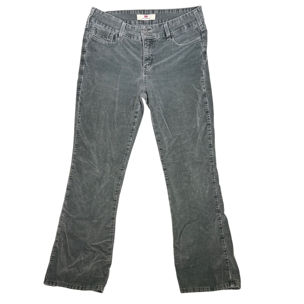 Levis 526 Corduroy Pants Slender Boot Gray Green Womens Size 12M Stretch Bootcut
